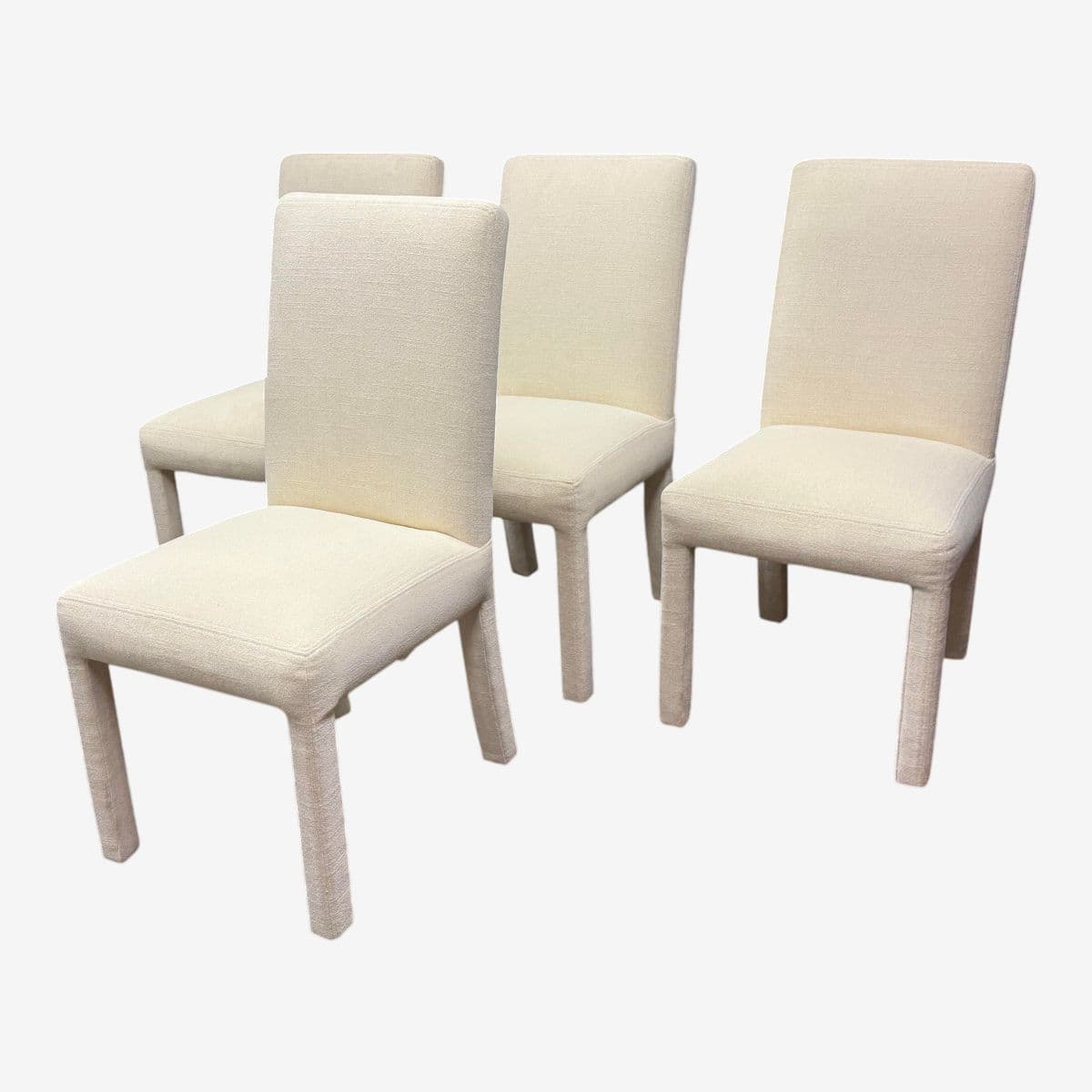 Contemporary Cotton Weave Ivory Dining Chairs, Set of Four - Image 1
