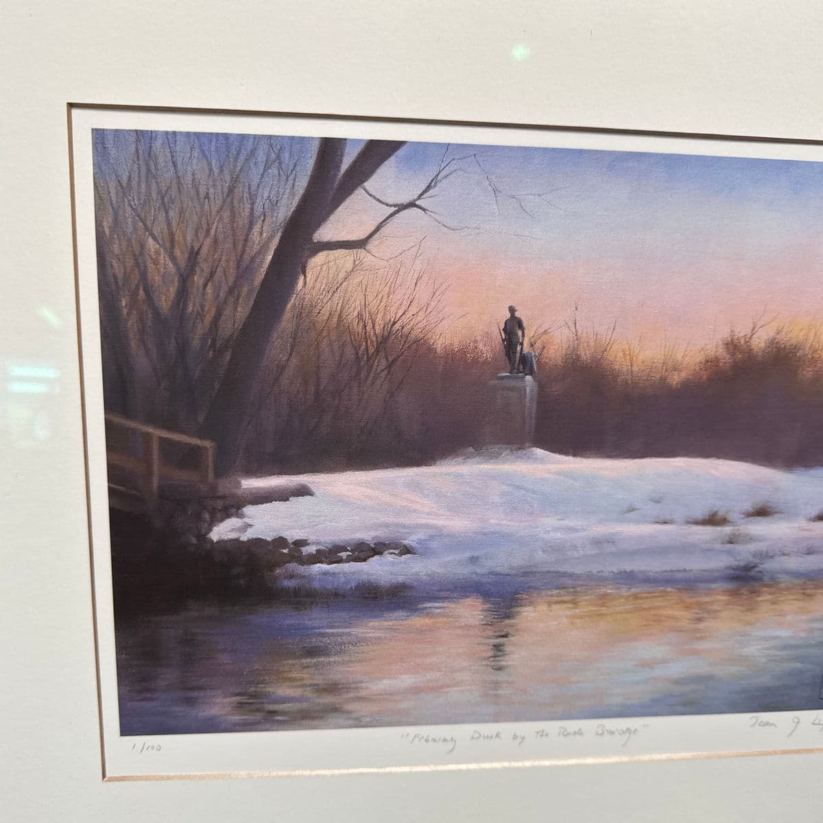 Jean Lightman Custom Framed "February Dusk by Rude Bridge" First Edition Signed Print 1 of 100 - Thumbnail 3