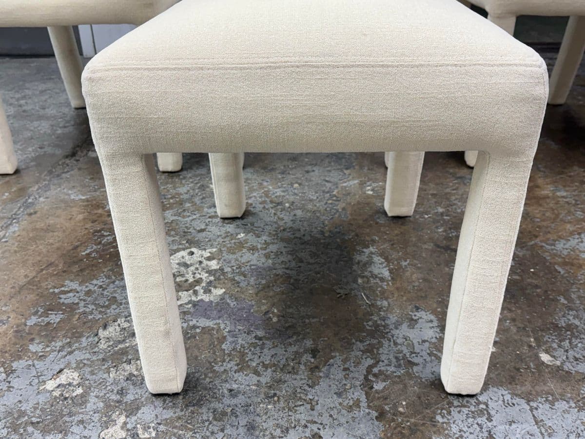 Contemporary Cotton Weave Ivory Dining Chairs, Set of Four - Thumbnail 9