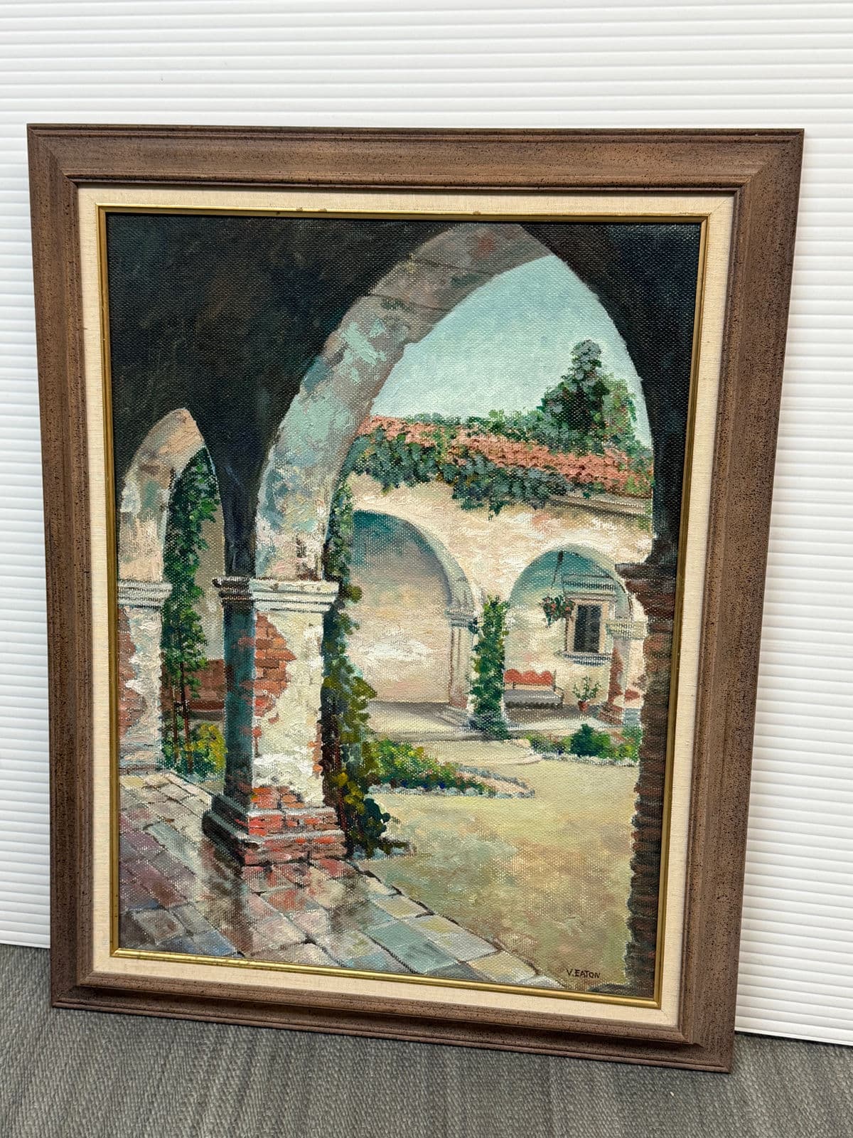V. Eaton "Mission at San Juan Capistrano" Original Painting, Framed - Thumbnail 3