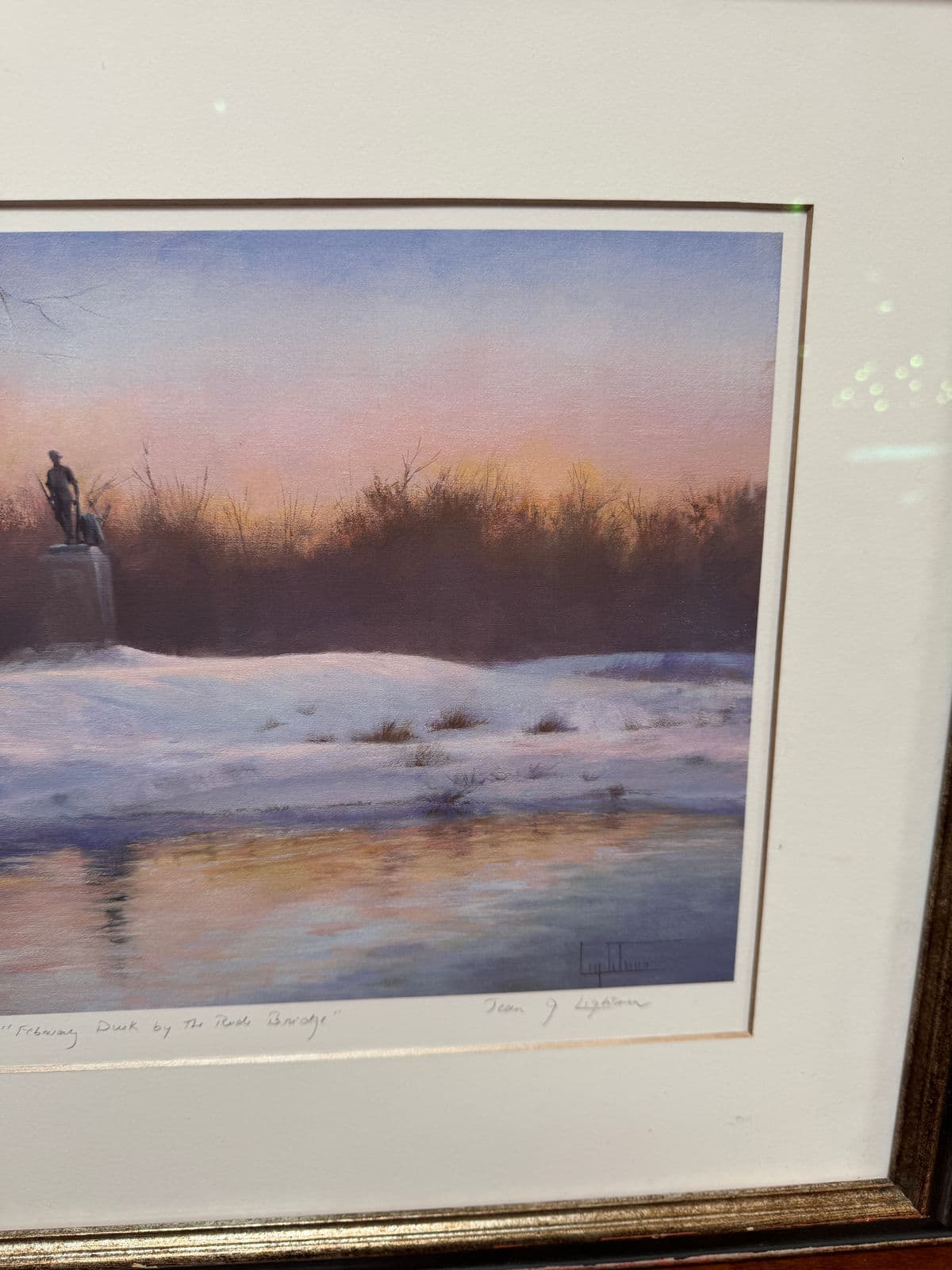 Jean Lightman Custom Framed "February Dusk by Rude Bridge" First Edition Signed Print 1 of 100 - Thumbnail 5