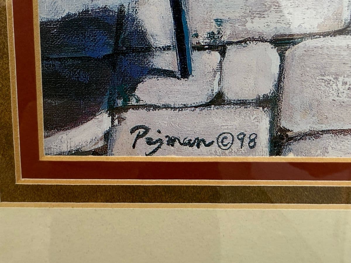 Circa 1998 Gold Framed Venetian Canals Artwork, Signed + Dated - Thumbnail 10