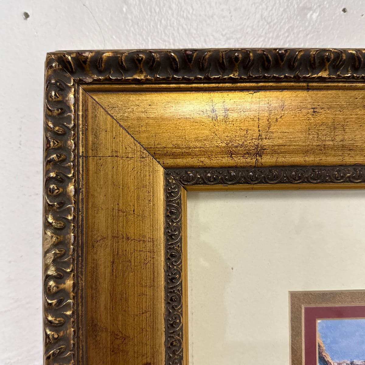 Circa 1998 Gold Framed Venetian Canals Artwork, Signed + Dated - Thumbnail 5