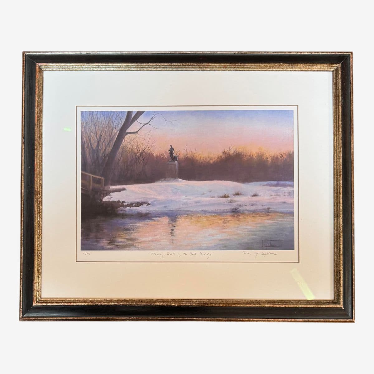 Jean Lightman Custom Framed "February Dusk by Rude Bridge" First Edition Signed Print 1 of 100 - Image 1