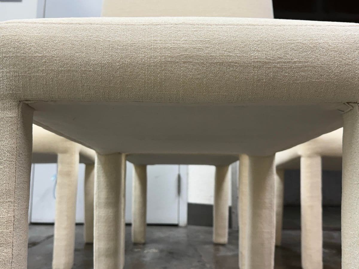 Contemporary Cotton Weave Ivory Dining Chairs, Set of Four - Thumbnail 10