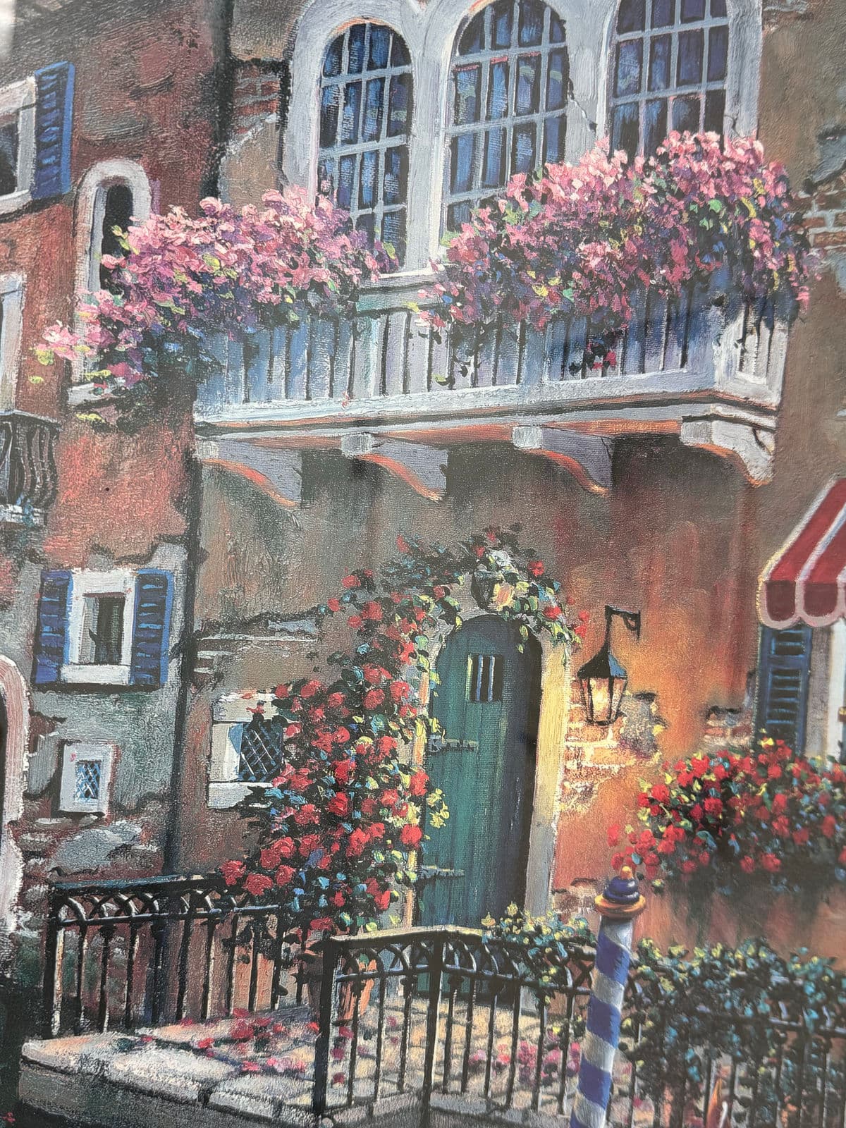 Circa 1998 Gold Framed Venetian Canals Artwork, Signed + Dated - Thumbnail 9