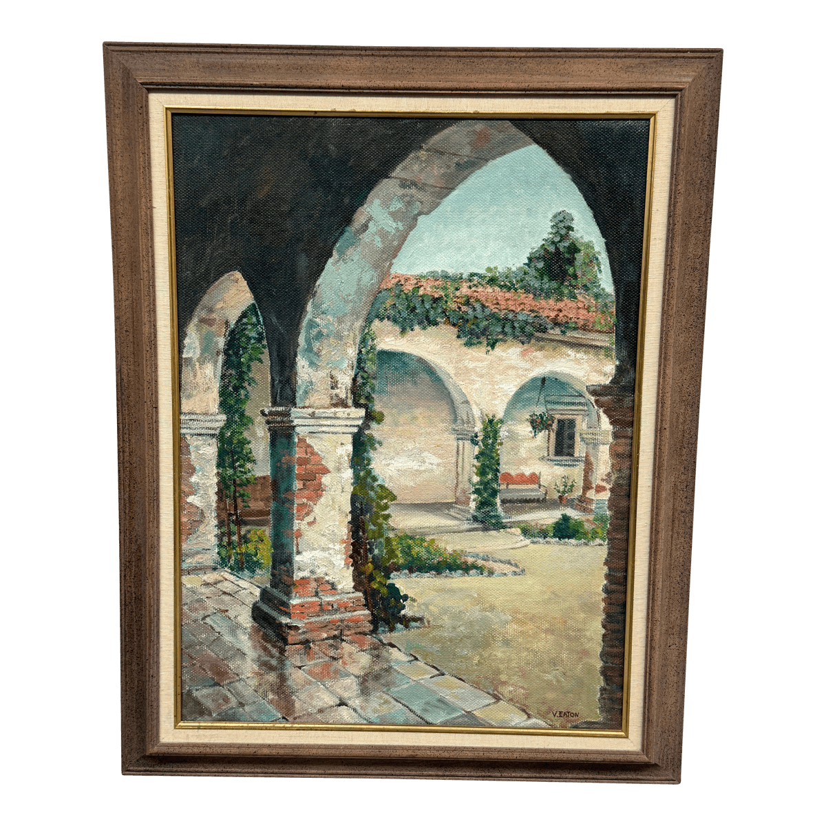 V. Eaton "Mission at San Juan Capistrano" Original Painting, Framed - Thumbnail 2