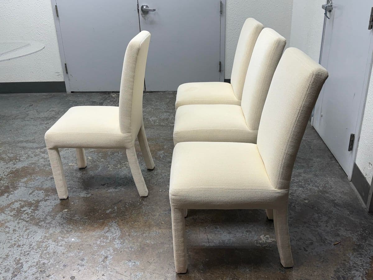Contemporary Cotton Weave Ivory Dining Chairs, Set of Four - Thumbnail 5