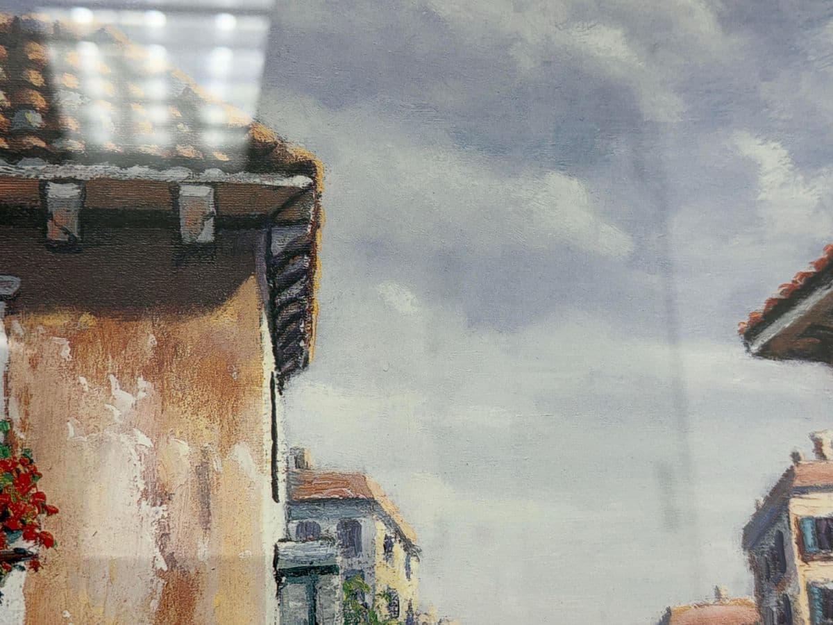 Circa 1998 Gold Framed Venetian Canals Artwork, Signed + Dated - Thumbnail 11