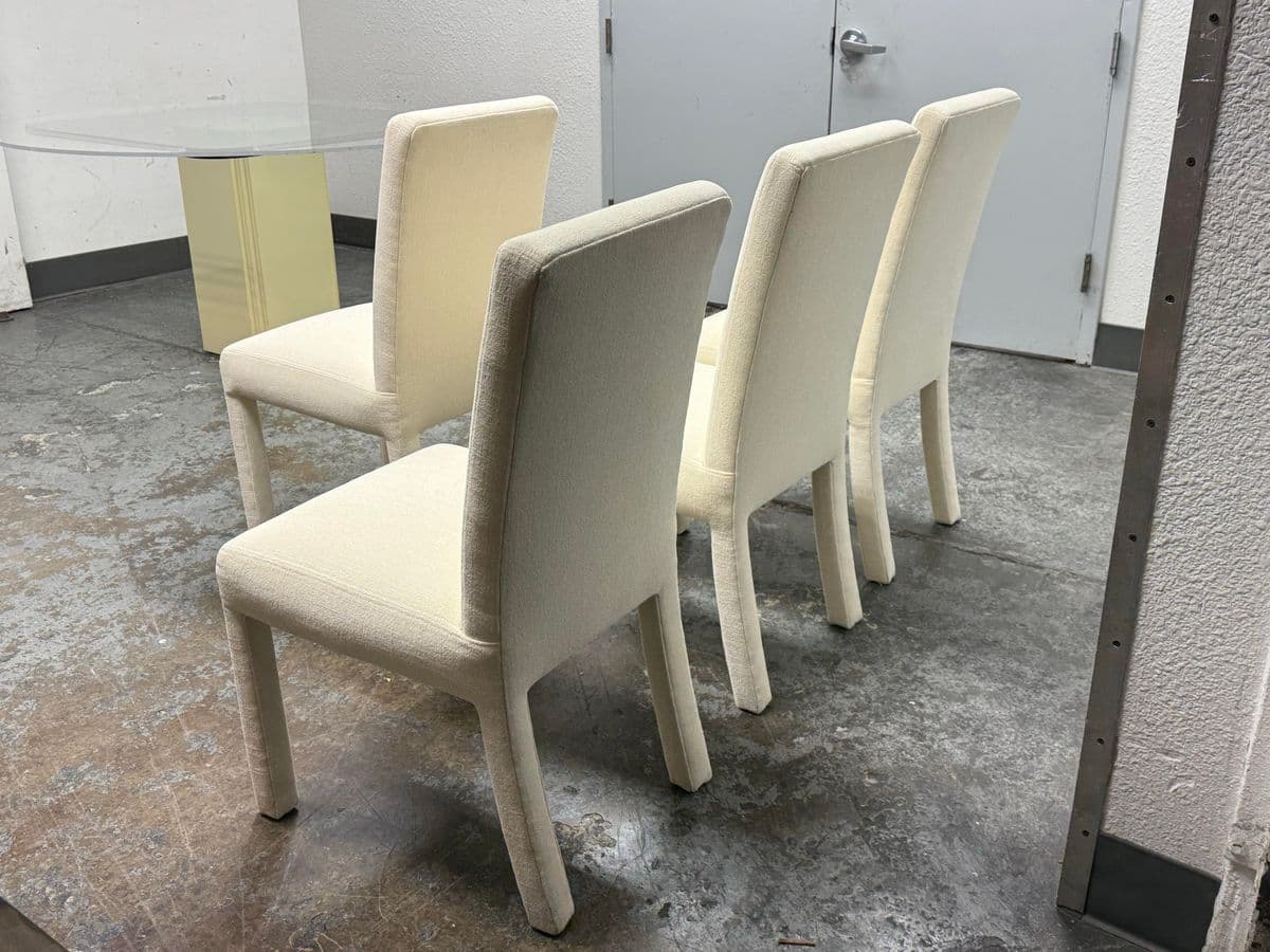 Contemporary Cotton Weave Ivory Dining Chairs, Set of Four - Thumbnail 6
