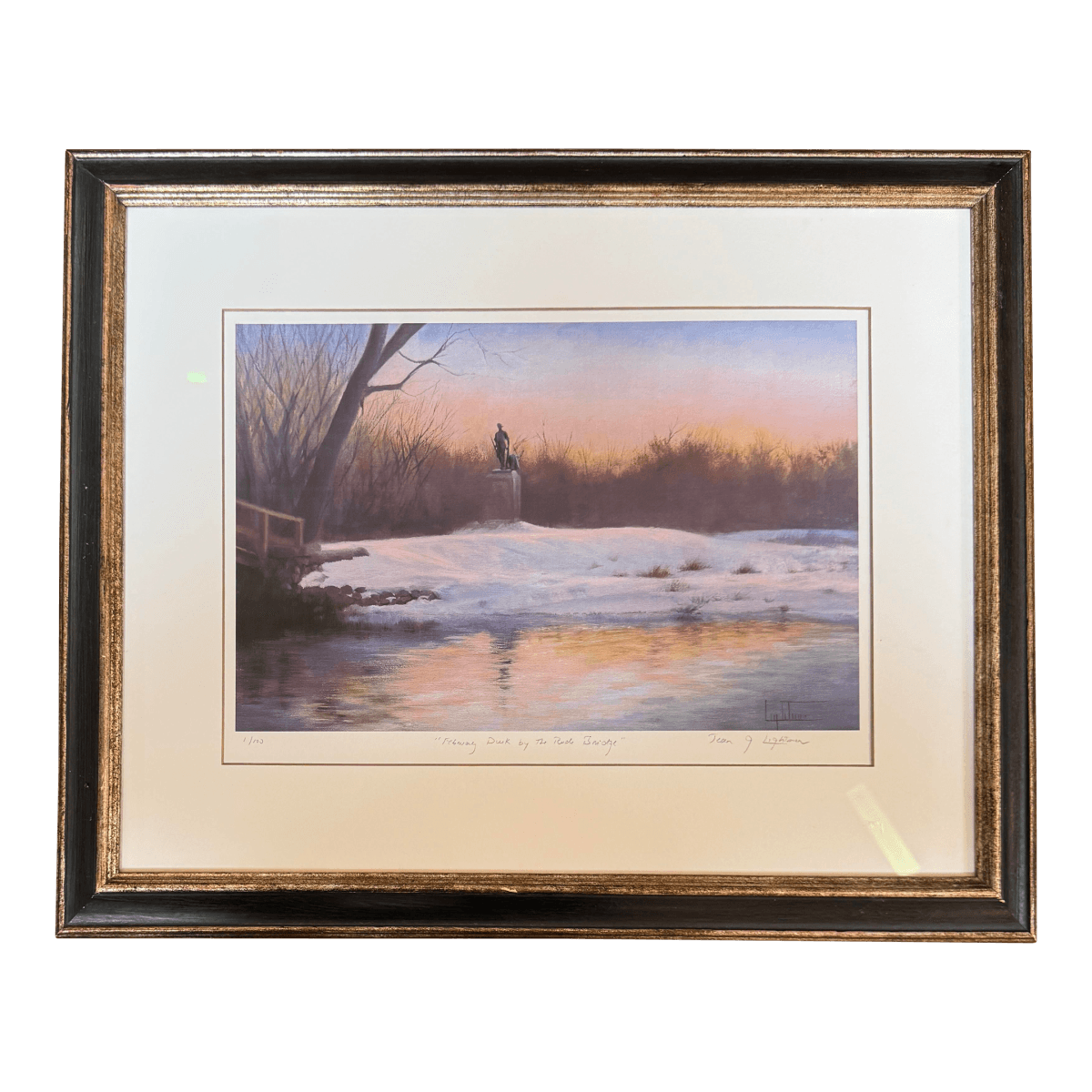 Jean Lightman Custom Framed "February Dusk by Rude Bridge" First Edition Signed Print 1 of 100 - Thumbnail 2