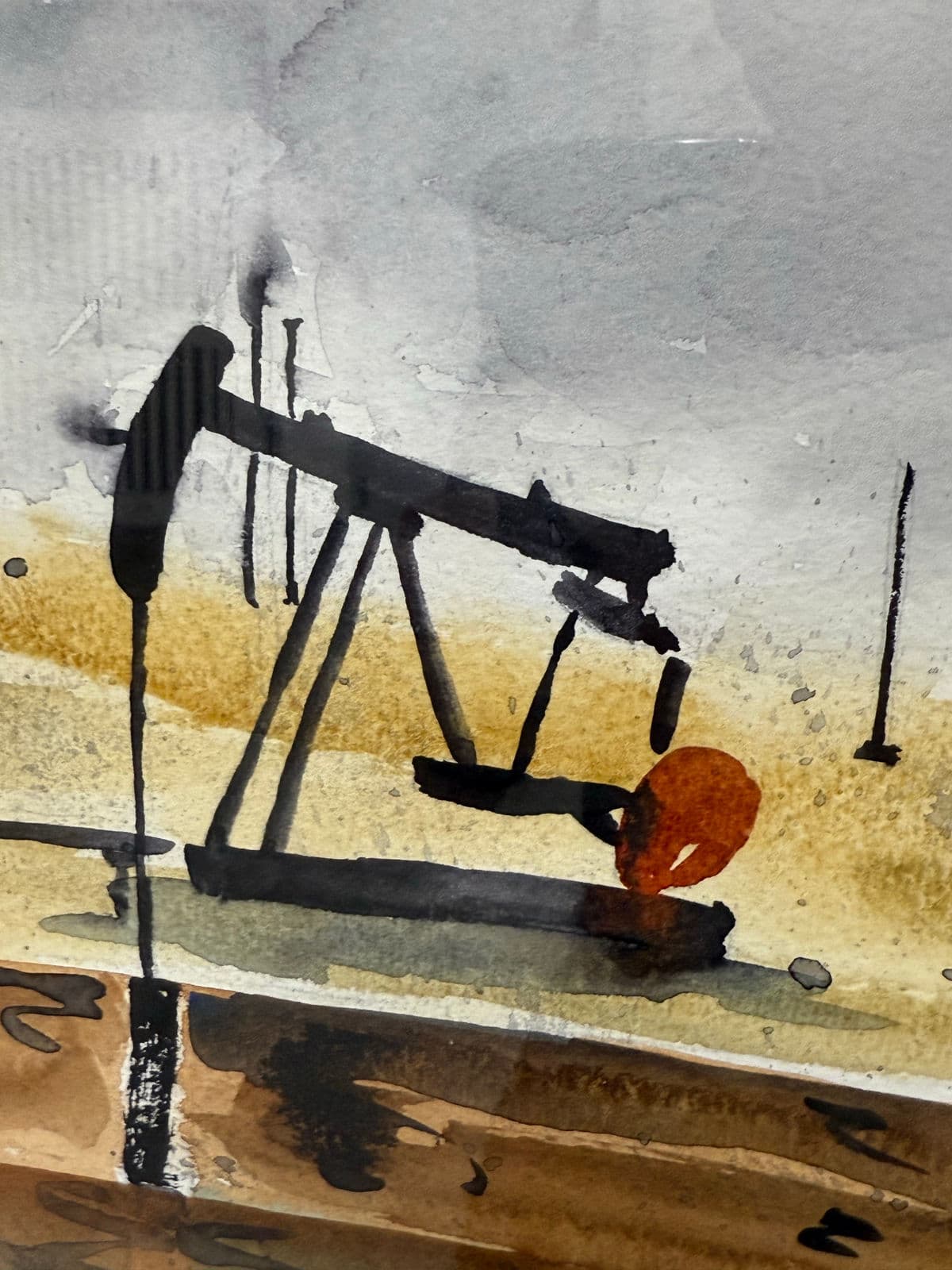 Vintage Framed Water Color "The Devastating Cost of Pollution" Signed by Artist - Thumbnail 9