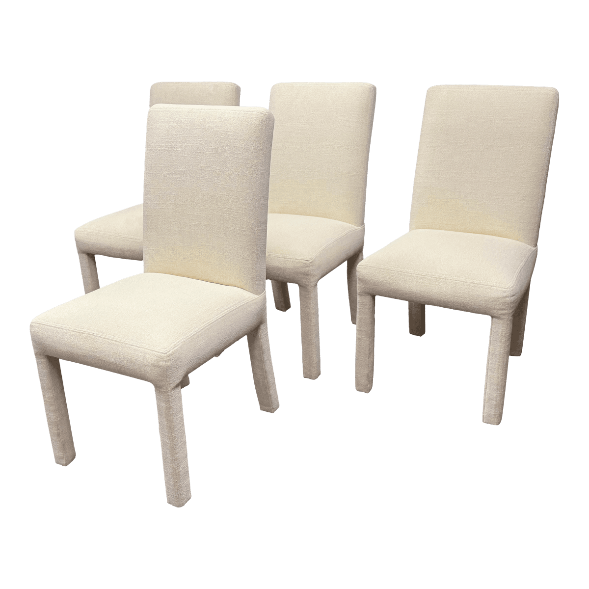 Contemporary Cotton Weave Ivory Dining Chairs, Set of Four - Thumbnail 2
