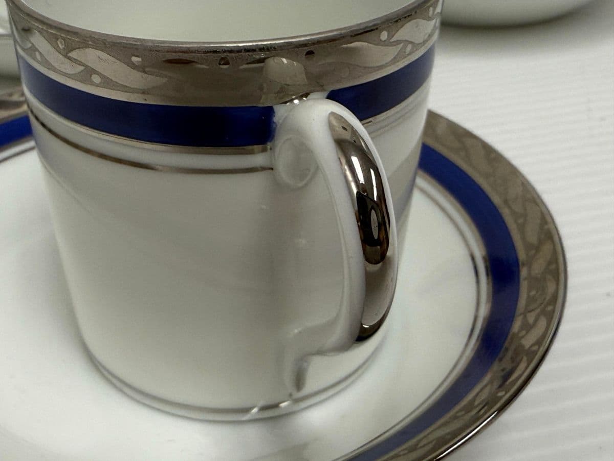 Rocal Limoges Porcelain Cups + Saucers, Set of Four - Thumbnail 12