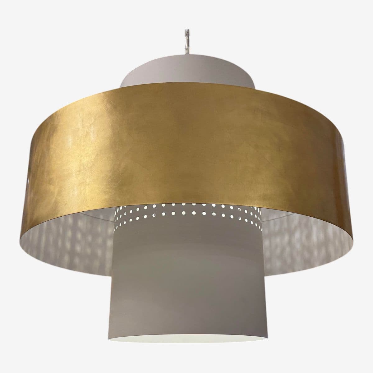 Visual Comfort & Co. Chalmette Pendant, Layered Plaster White + Gold - Image 1