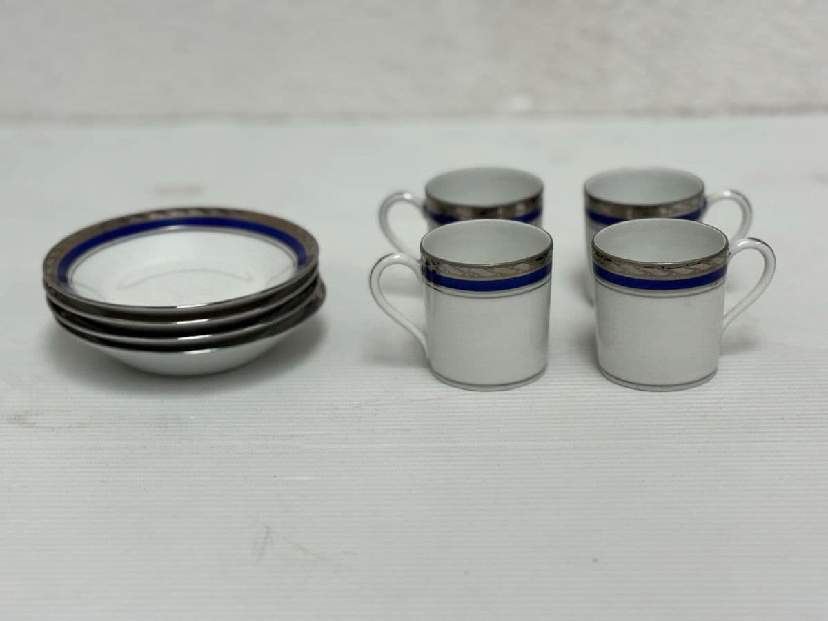 Rocal Limoges Porcelain Cups + Saucers, Set of Four - Thumbnail 6