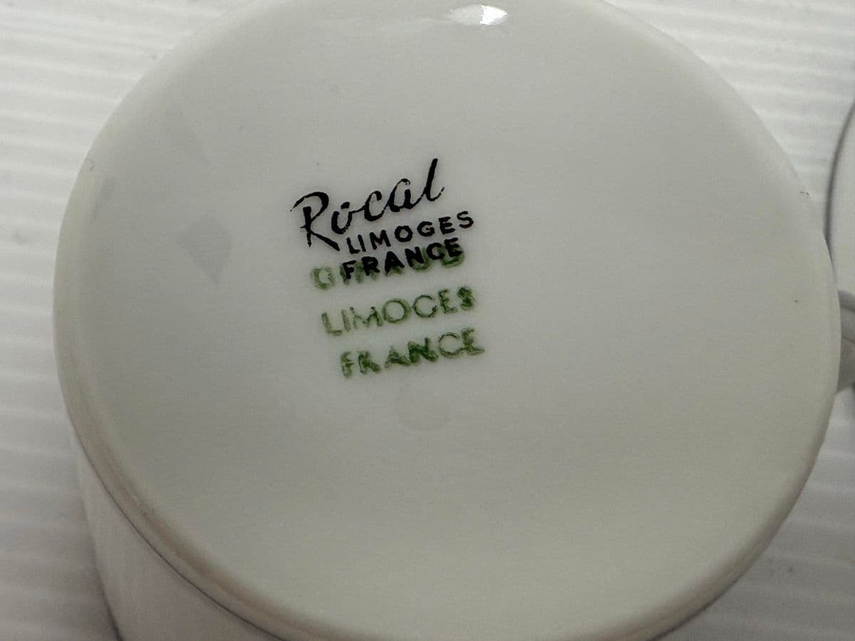 Rocal Limoges Porcelain Cups + Saucers, Set of Four - Thumbnail 13