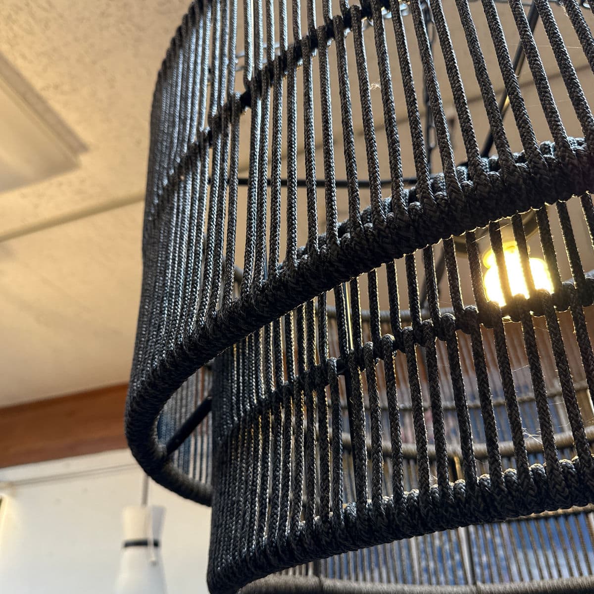 Palecek Tanner Matte Black Outdoor Drum Pendant - Thumbnail 12