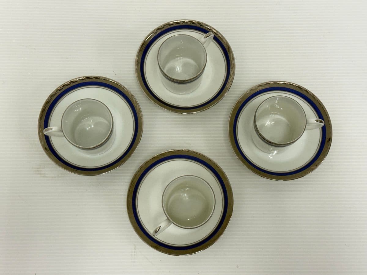 Rocal Limoges Porcelain Cups + Saucers, Set of Four - Thumbnail 10