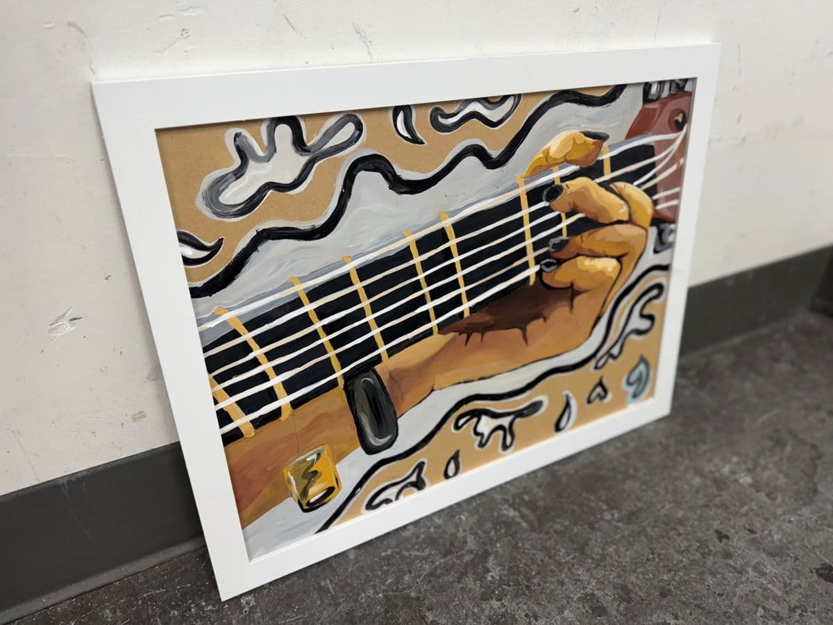 Original Acrylic Painting Hand Playing Guitar - Thumbnail 3