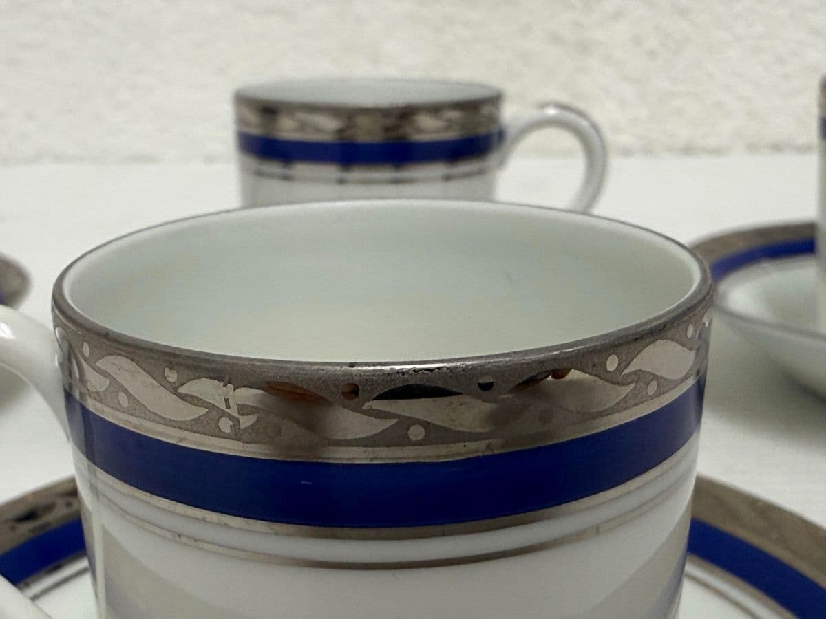 Rocal Limoges Porcelain Cups + Saucers, Set of Four - Thumbnail 11