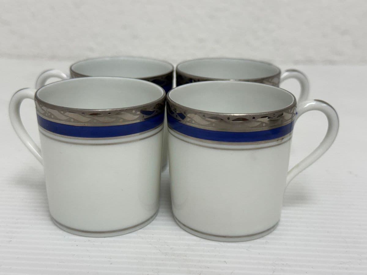 Rocal Limoges Porcelain Cups + Saucers, Set of Four - Thumbnail 7