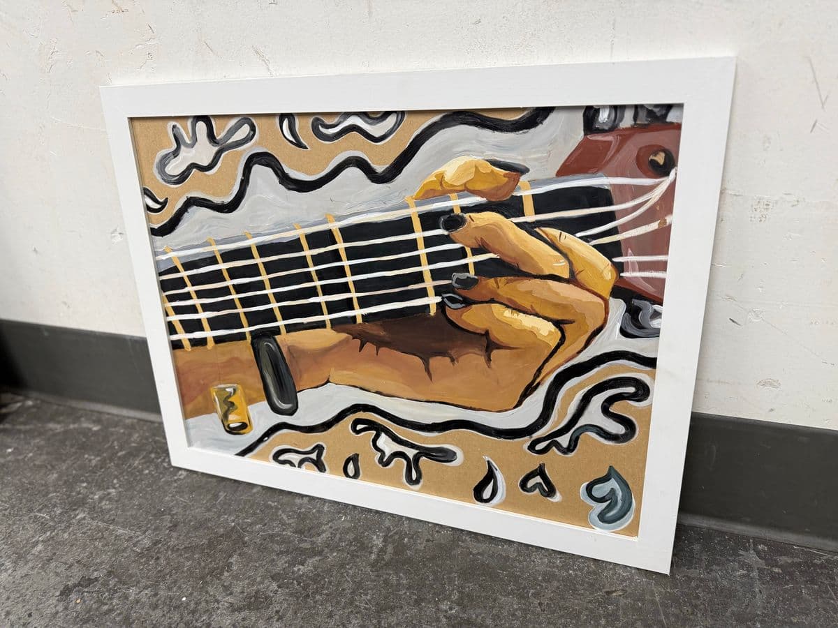 Original Acrylic Painting Hand Playing Guitar - Thumbnail 4