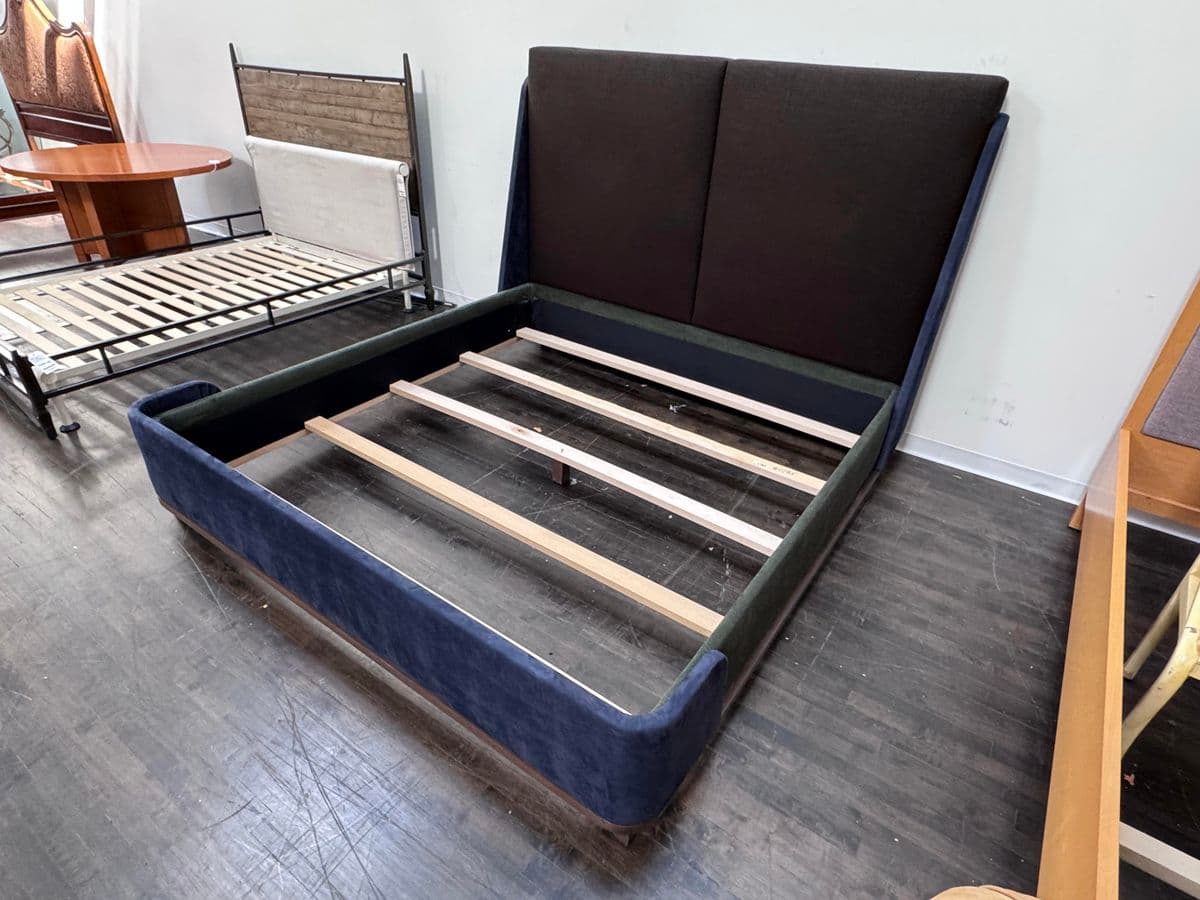 Eastern King Sapphire + Emerald Velvet Bed Frame, Custom - Thumbnail 4