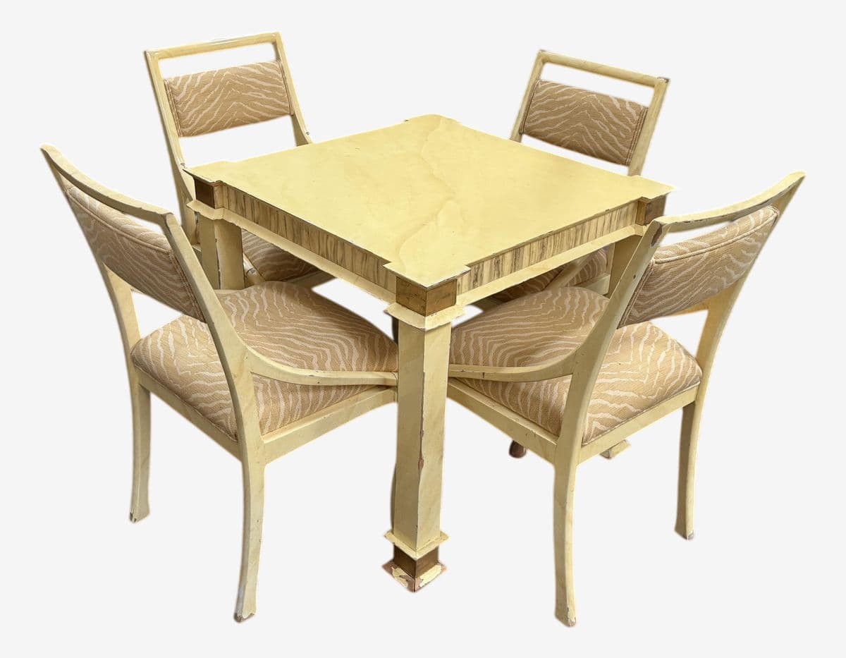Mid 20th Century Palm Beach Style Table + Four Chairs, Set - Image 1