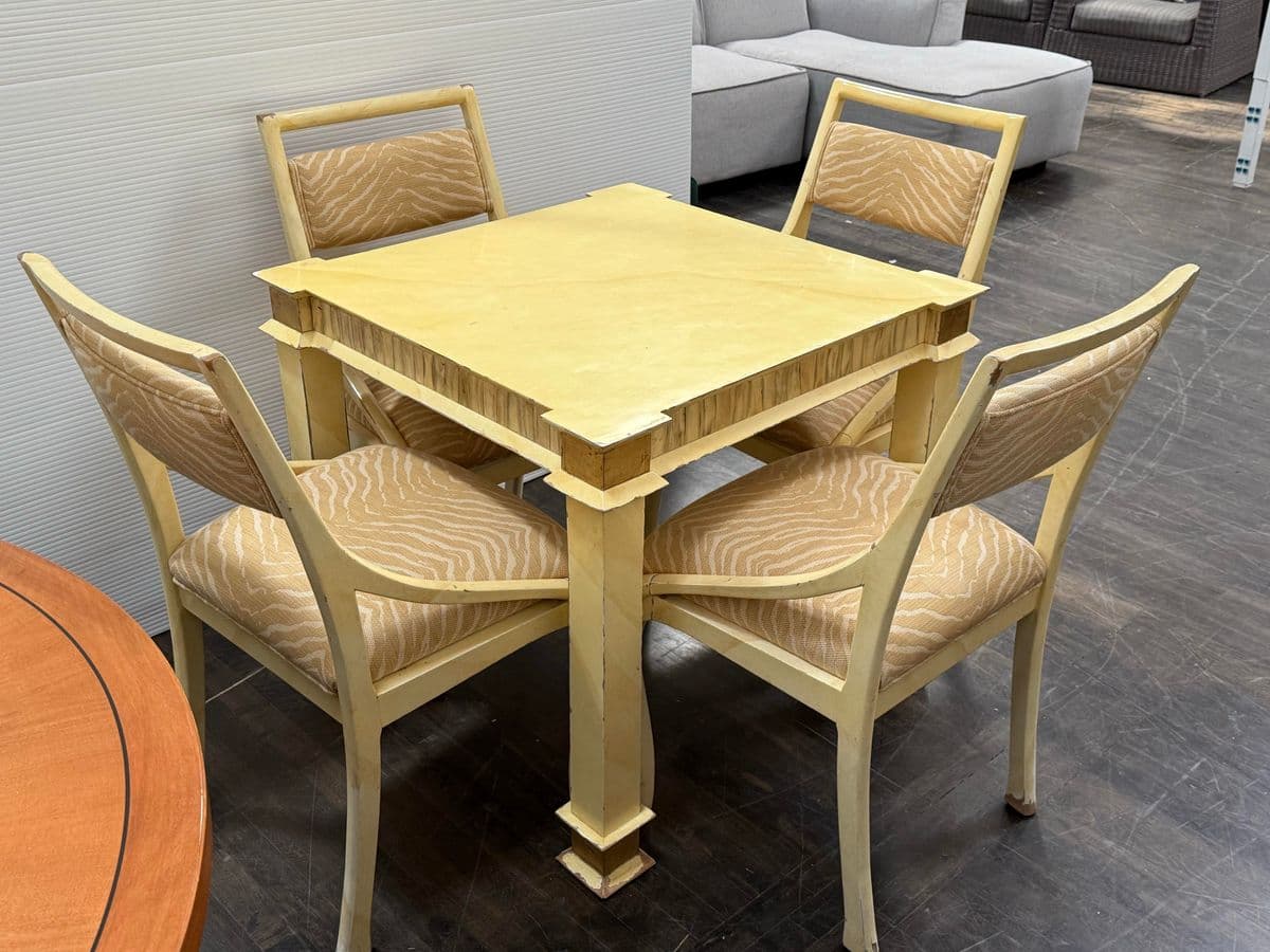 Mid 20th Century Palm Beach Style Table + Four Chairs, Set - Thumbnail 3