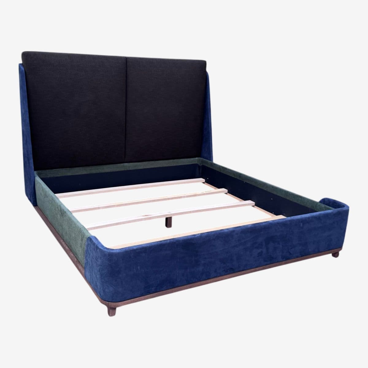 Eastern King Sapphire + Emerald Velvet Bed Frame, Custom - Image 1
