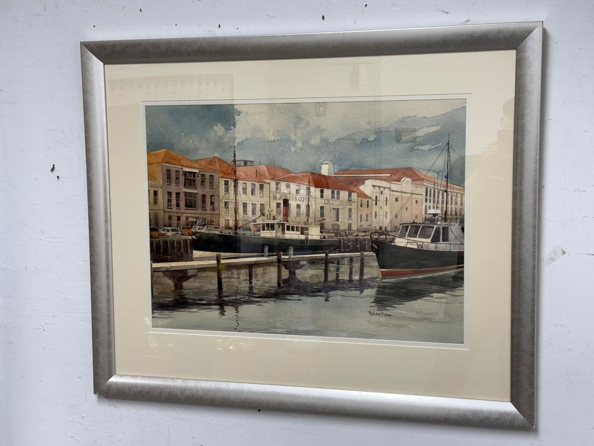Richard Bacon H. Jones & Co. Melbourne Dock Orignal Watercolor - Thumbnail 3