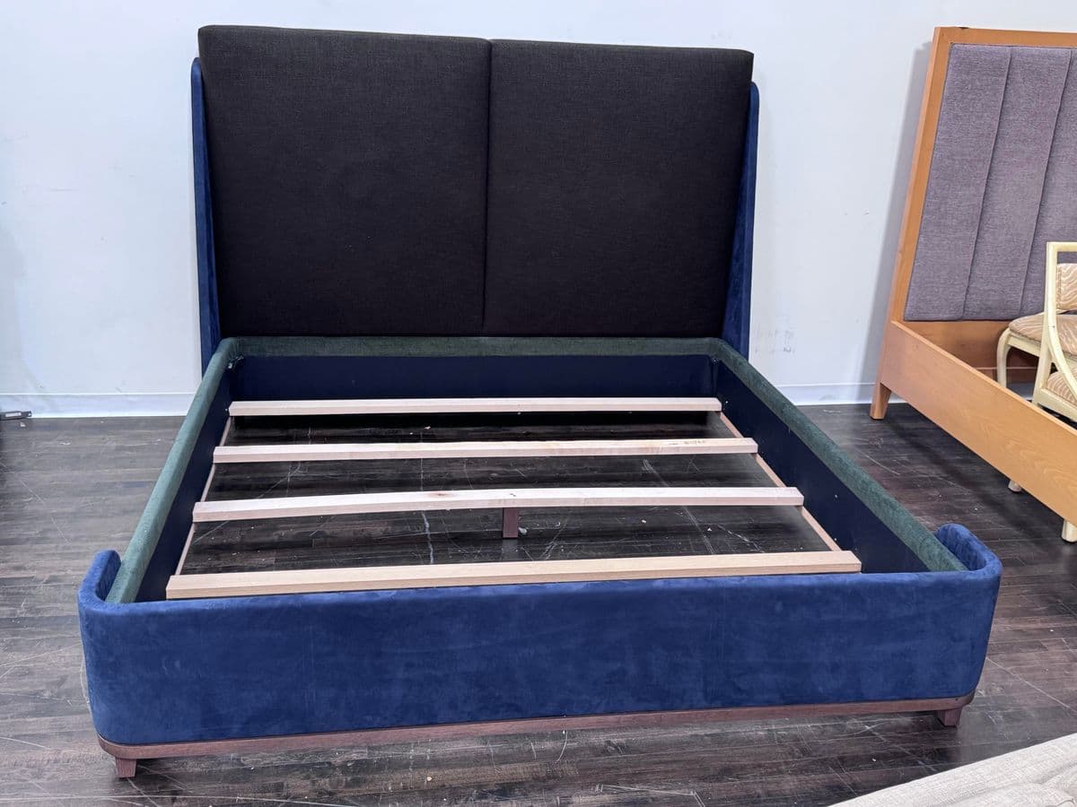 Eastern King Sapphire + Emerald Velvet Bed Frame, Custom - Thumbnail 3