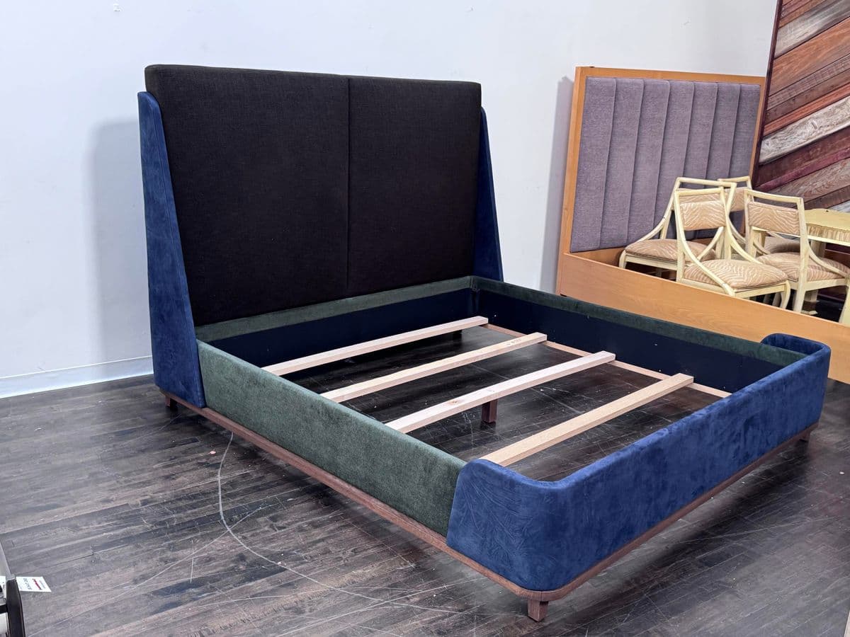 Eastern King Sapphire + Emerald Velvet Bed Frame, Custom - Thumbnail 7