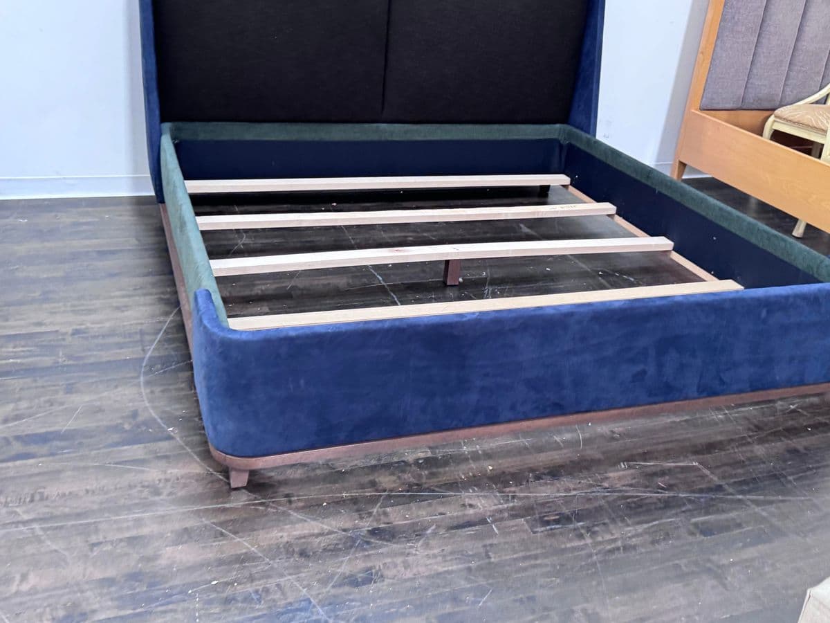 Eastern King Sapphire + Emerald Velvet Bed Frame, Custom - Thumbnail 5