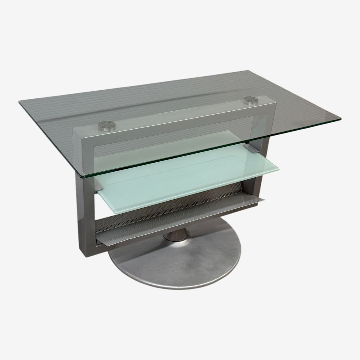 Amalfi Glass + Steel Swivel Media Stand - Image 1