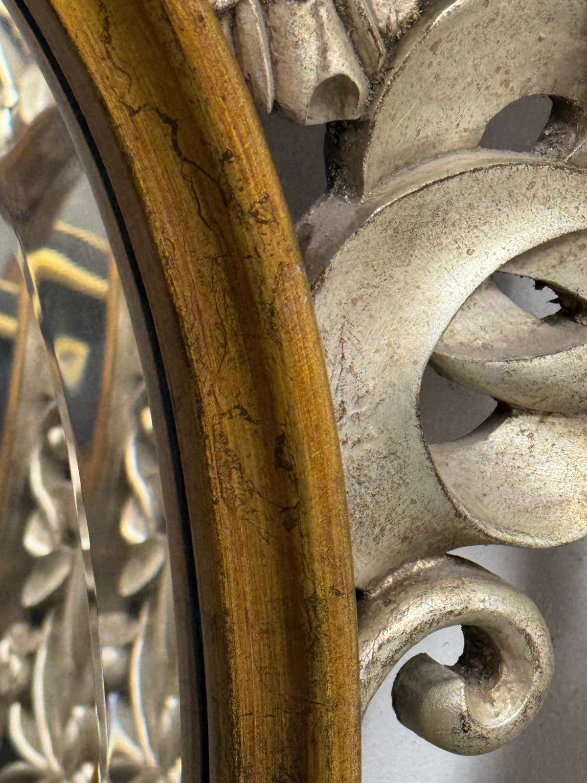 Silver + Gold Trellis Framed Looking Glass Mirror Panel - Thumbnail 6