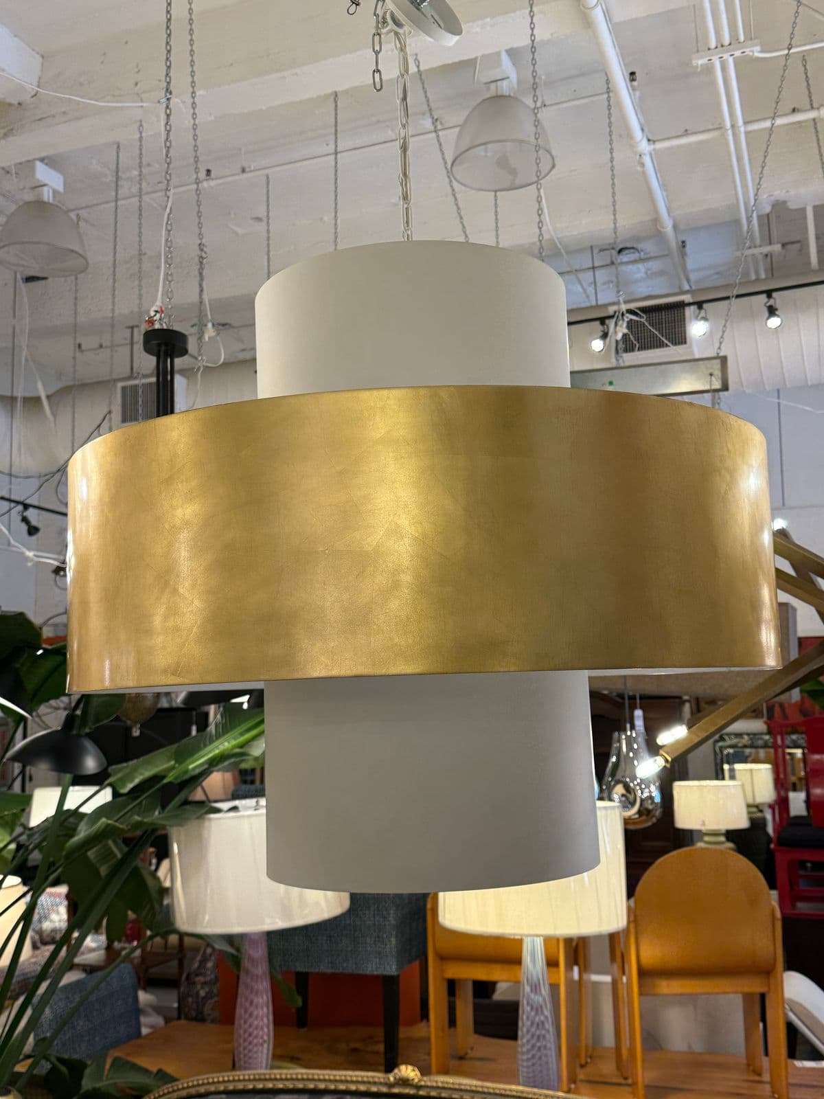 Visual Comfort & Co. Chalmette Pendant, Layered Plaster White + Gold - Thumbnail 4