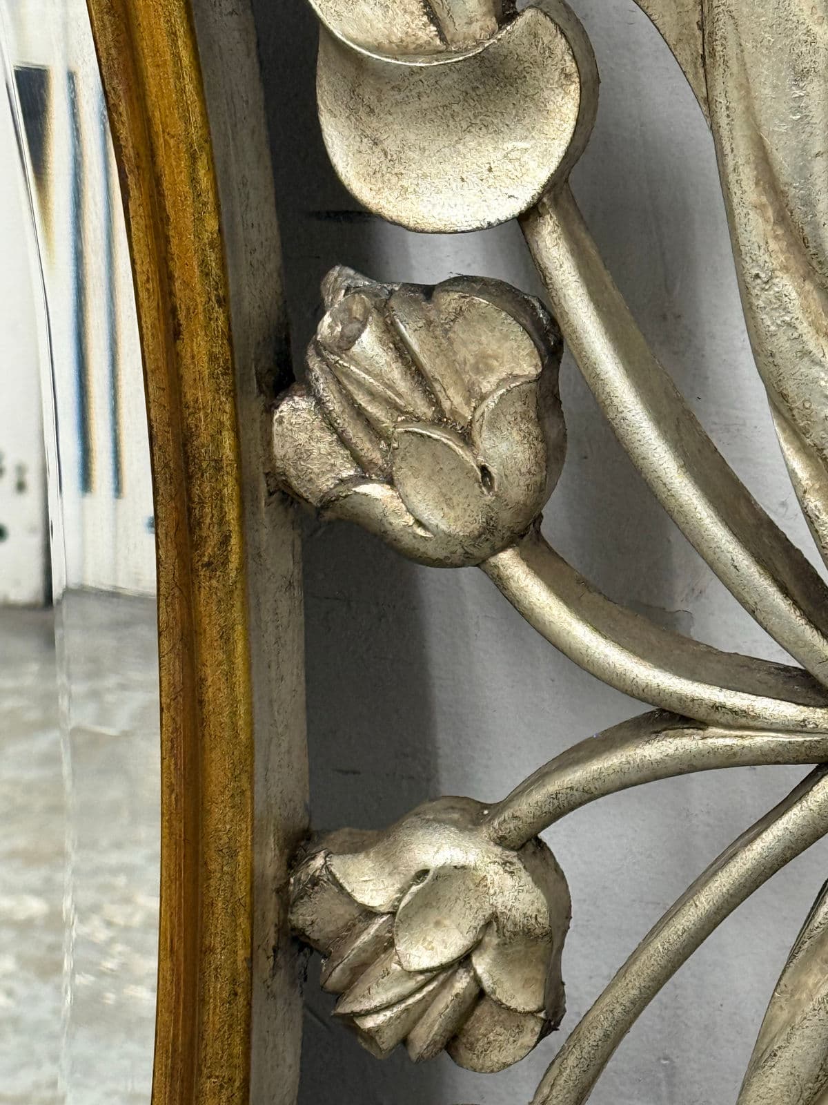 Silver + Gold Trellis Framed Looking Glass Mirror Panel - Thumbnail 10