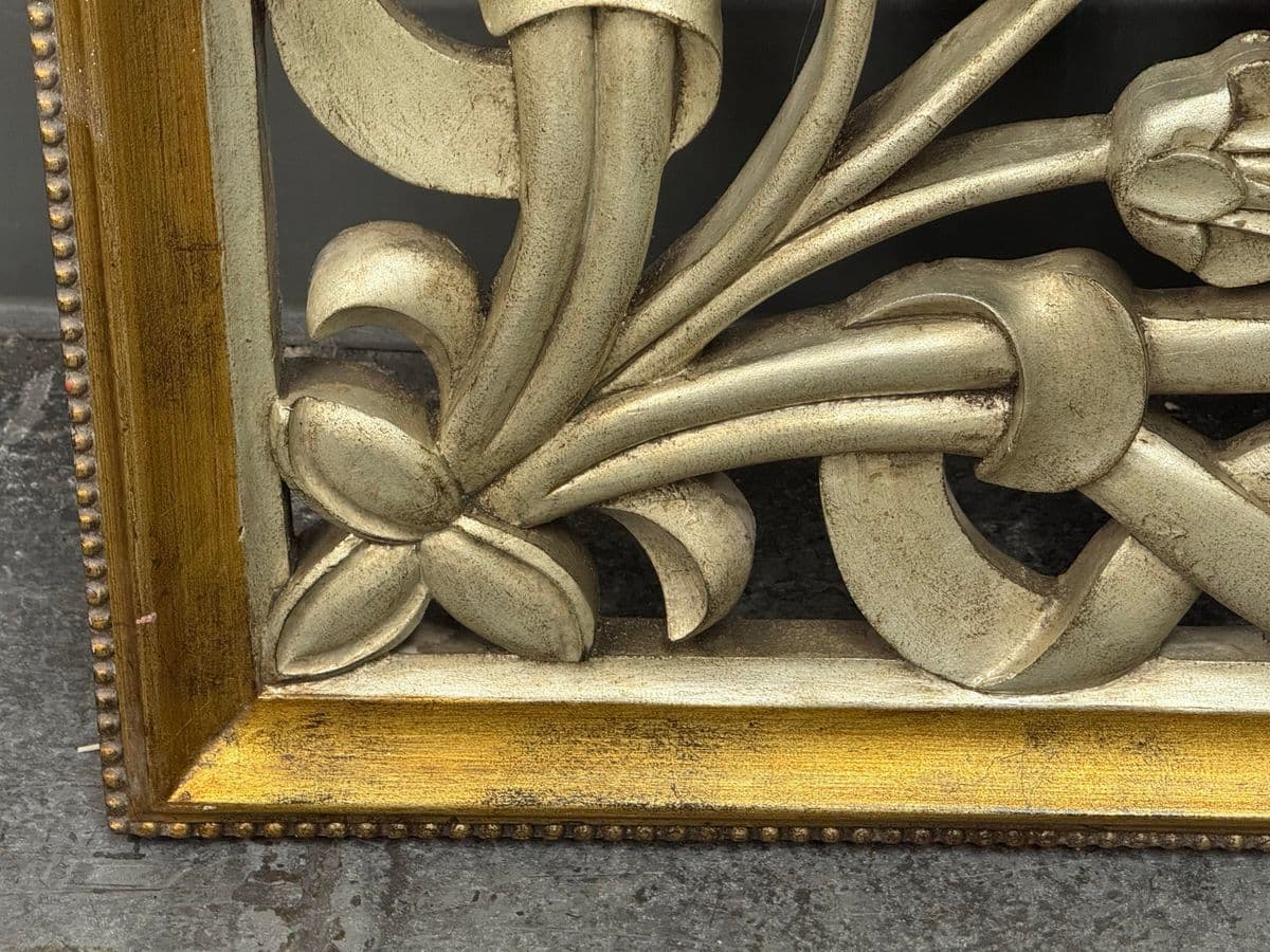 Silver + Gold Trellis Framed Looking Glass Mirror Panel - Thumbnail 11