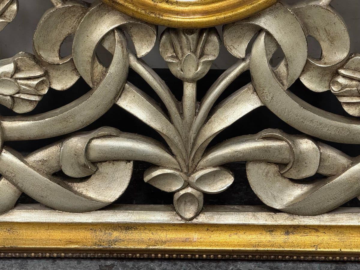 Silver + Gold Trellis Framed Looking Glass Mirror Panel - Thumbnail 8