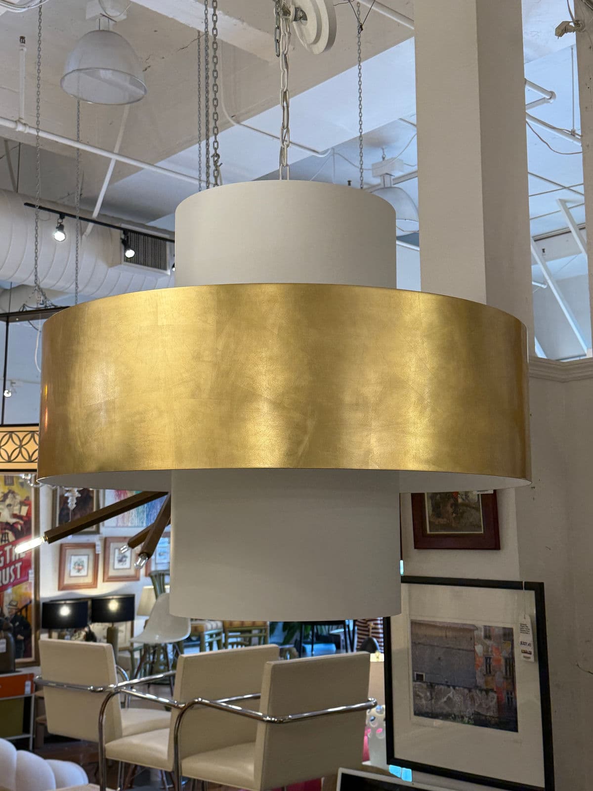 Visual Comfort & Co. Chalmette Pendant, Layered Plaster White + Gold - Thumbnail 3