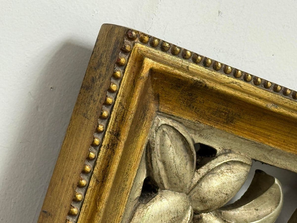 Silver + Gold Trellis Framed Looking Glass Mirror Panel - Thumbnail 9