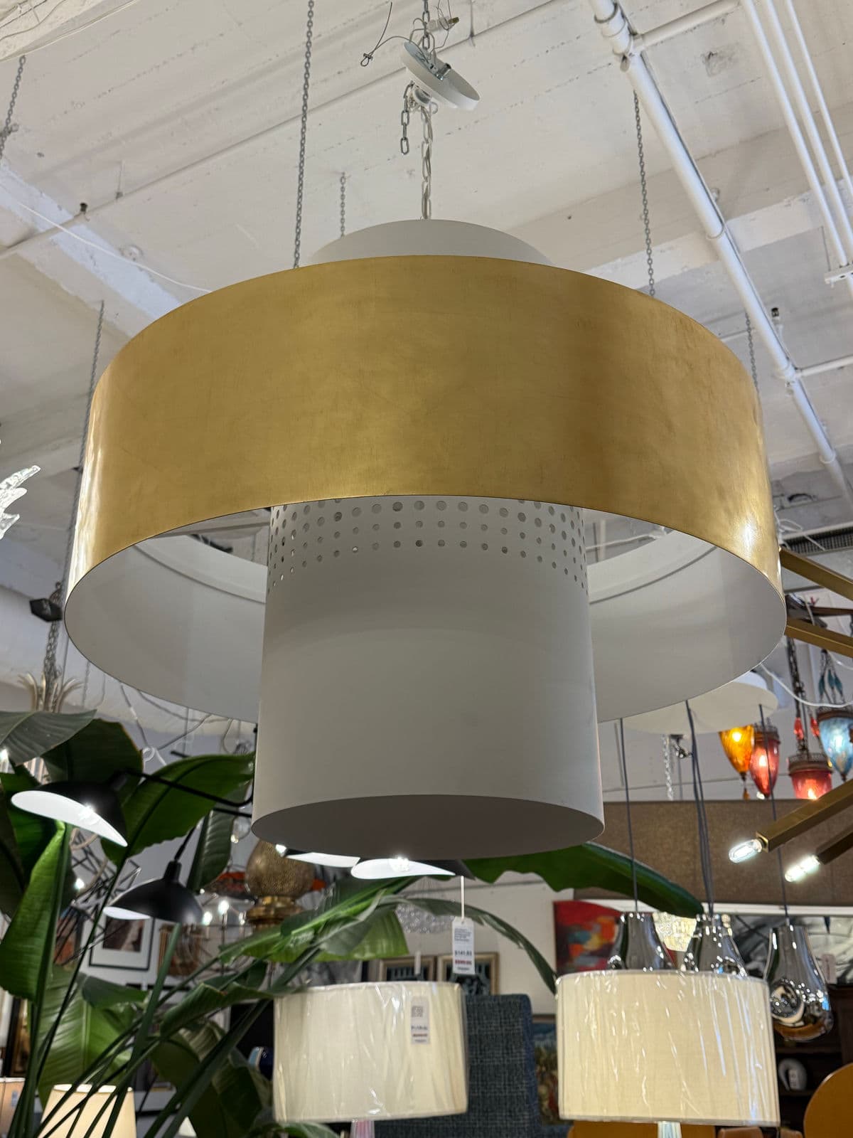 Visual Comfort & Co. Chalmette Pendant, Layered Plaster White + Gold - Thumbnail 5