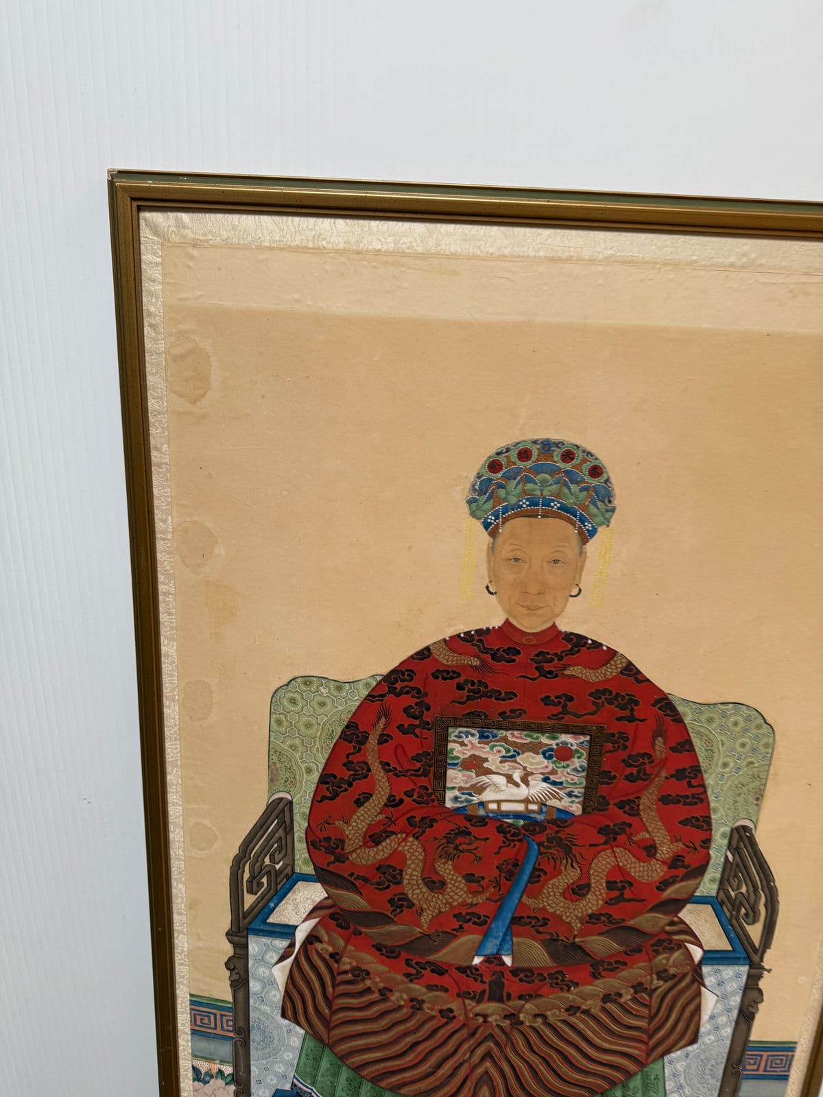 Antique Chinese Ancestor Painting, Framed - Thumbnail 11