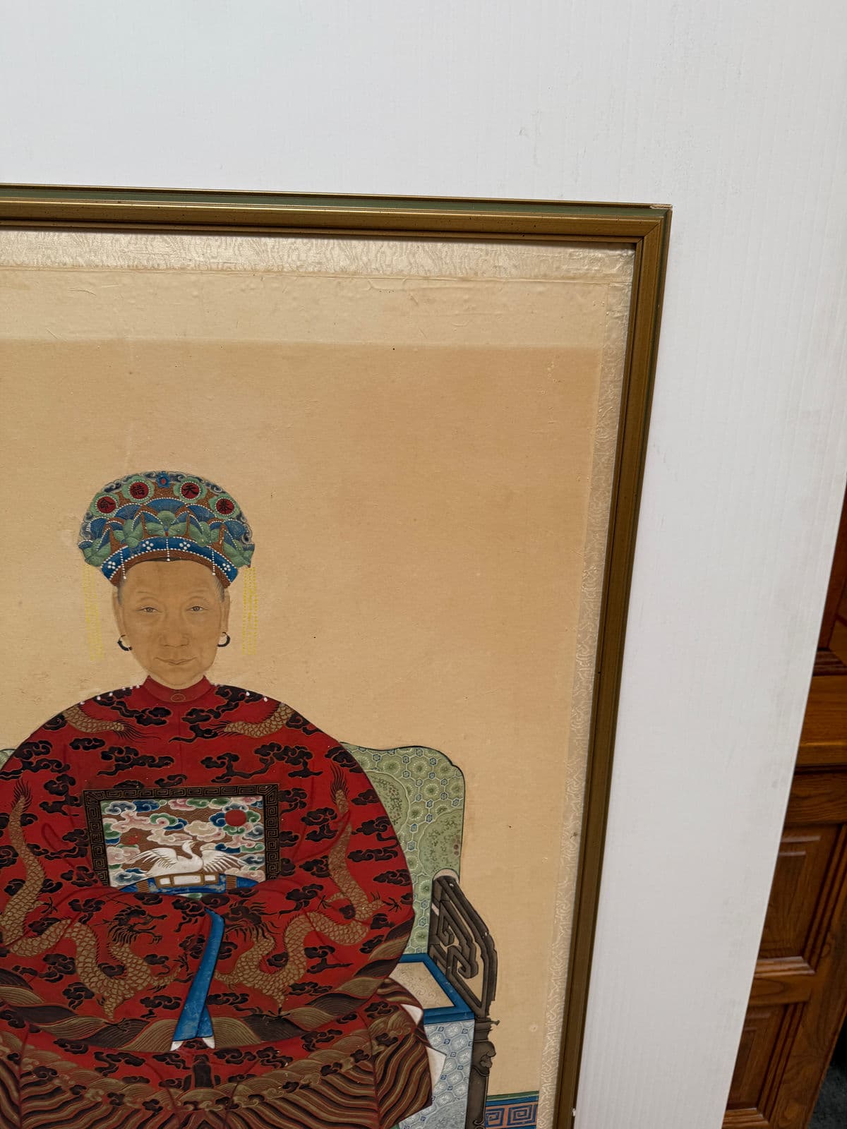 Antique Chinese Ancestor Painting, Framed - Thumbnail 13