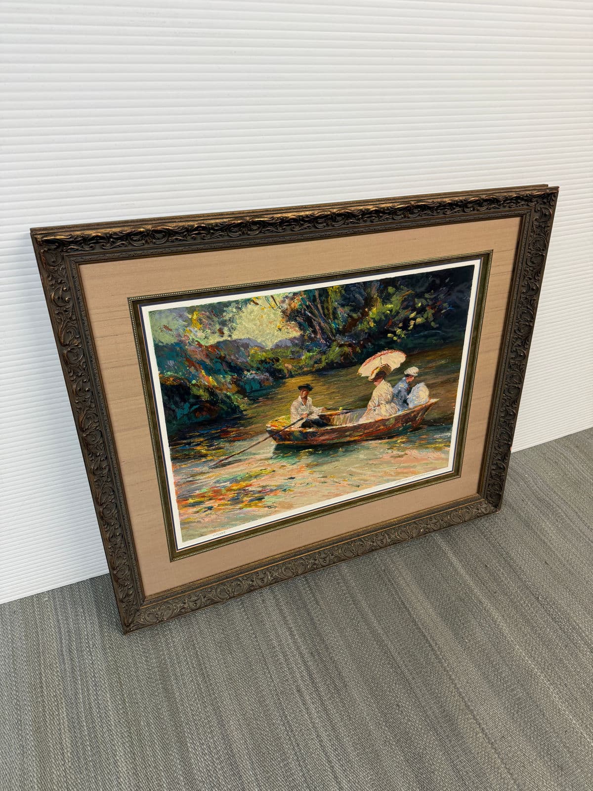 Henri Plisson "Rowing" Limited Edition 125 of 295 Lithograph, Signed + Framed - Thumbnail 3