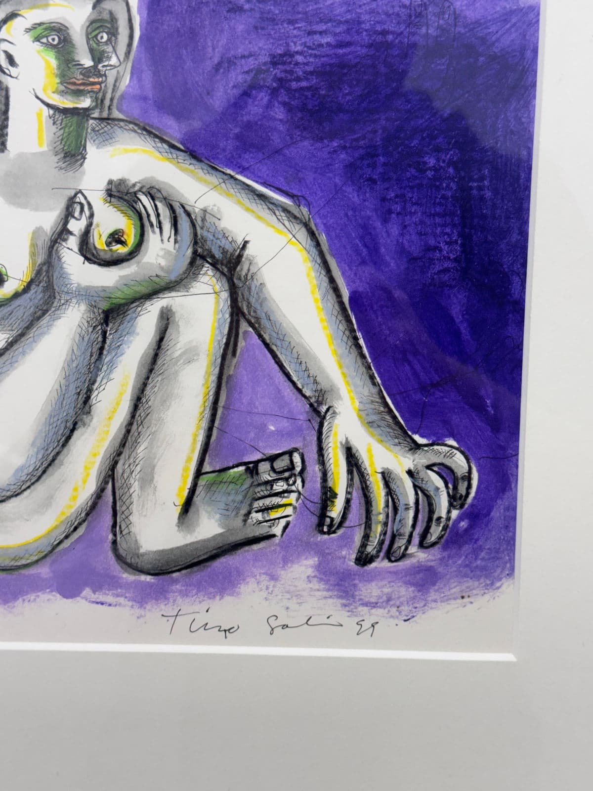 Circa 1999 Timo Solin Framed Ink Wash/ Water Color - Thumbnail 11