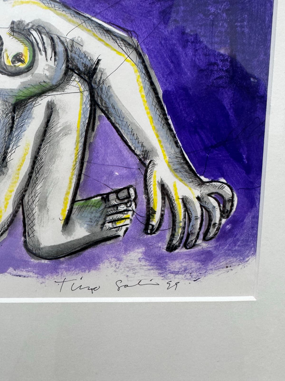 Circa 1999 Timo Solin Framed Ink Wash/ Water Color - Thumbnail 3