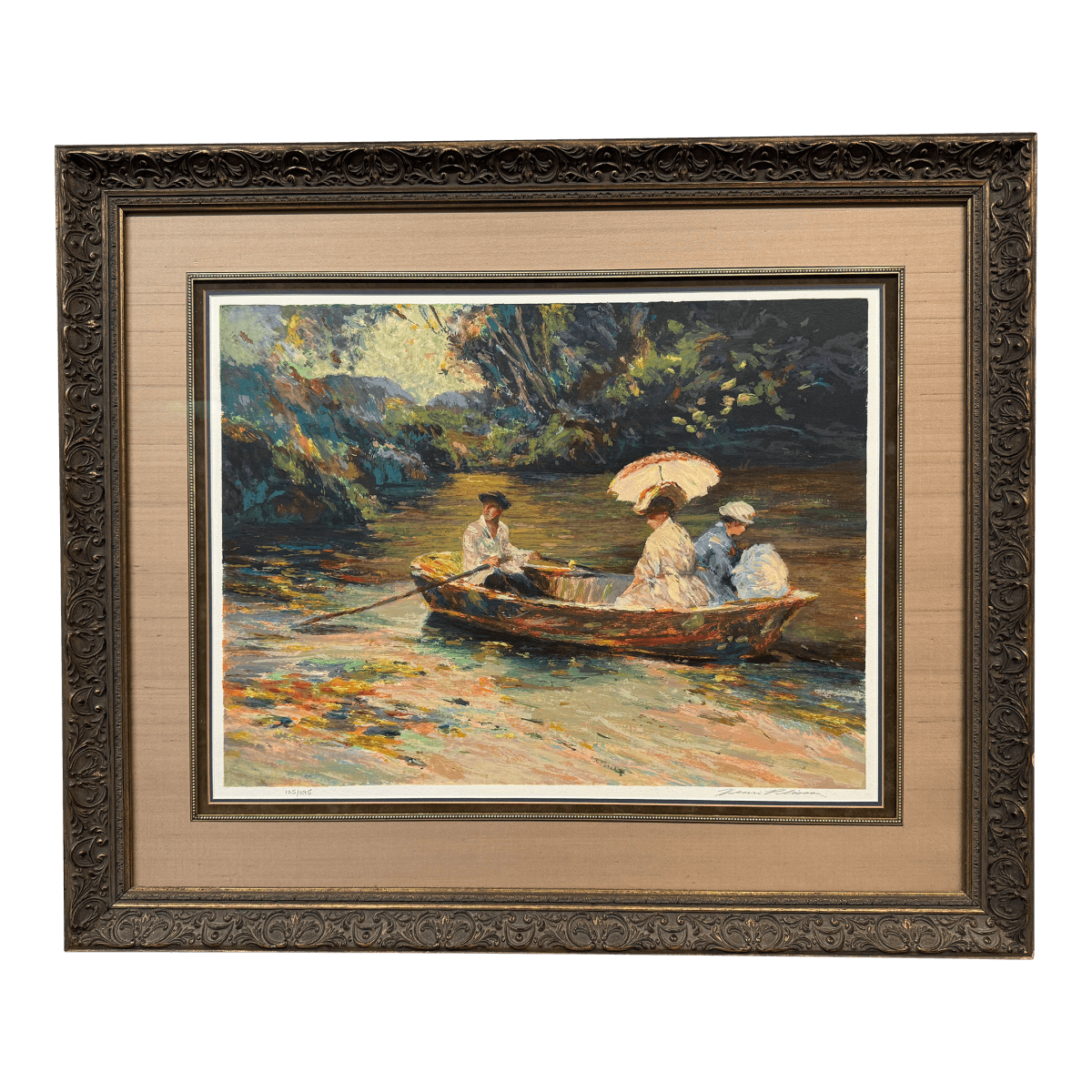 Henri Plisson "Rowing" Limited Edition 125 of 295 Lithograph, Signed + Framed - Thumbnail 2